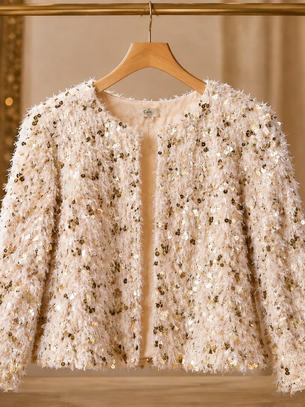 Cream Jacket with Gold Sequin Accents